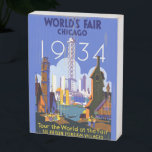 Vintage Art Deco Chicago 1934 World's Fair Poster Wooden Box Sign<br><div class="desc">I found this beautiful Vintage Chicago 1934 World's Fair Poster and thought it would make an awesome postcard. Also available as an art print.</div>