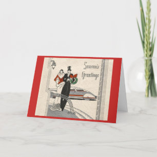 Vintage Art Deco Christmas Couple, Holiday Card