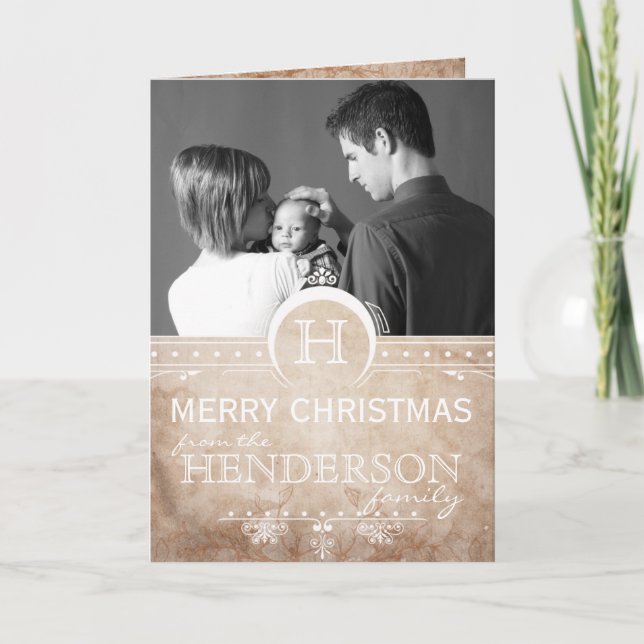 Vintage Art Deco Christmas Photo Card (Front)