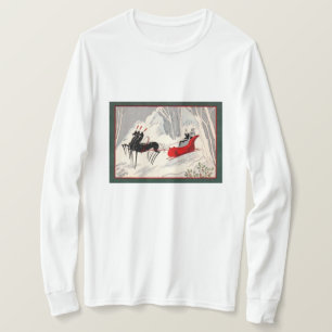 Vintage Art Deco Christmas Sleigh Ride Card T-Shirt