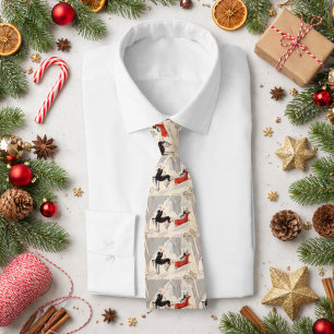 Vintage Art Deco Christmas Sleigh Ride Neck Tie