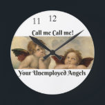 Vintage Art deco Clock with Raffaello's Angels<br><div class="desc">Angels Guardians' educational wall clock with cute Raffaello's Cherubs can remind kids (and adults too) that they are protected and helped ( and also that five to twelve is not the best timing for action). Classic painting of Raffaello's angels is combined with the funny quote "Call me Call me!" from...</div>