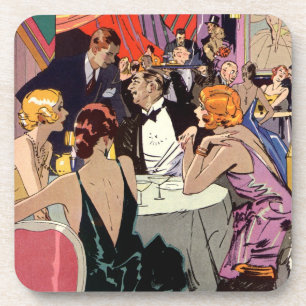Vintage Art Deco Cocktail Party at Nightclub Beverage Coaster