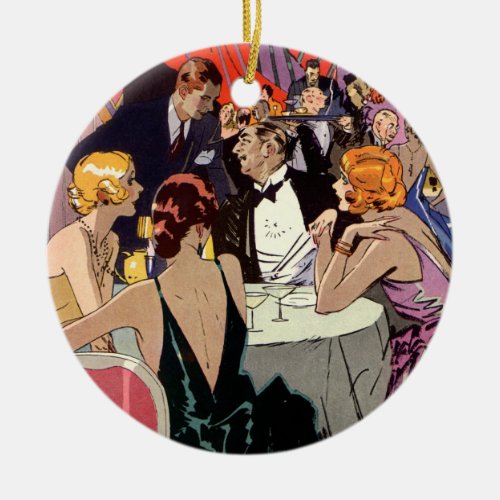 Vintage Art Deco Cocktail Party at Nightclub Ceramic Ornament