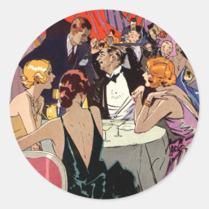 Vintage Art Deco Cocktail Party at Nightclub Classic Round Sticker