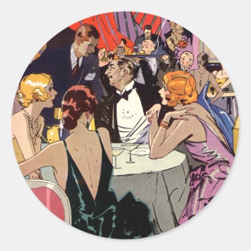 Vintage Art Deco Cocktail Party at Nightclub Classic Round Sticker