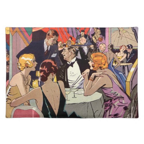 Vintage Art Deco Cocktail Party at Nightclub Cloth Placemat