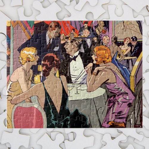Vintage Art Deco Cocktail Party at Nightclub Jigsaw Puzzle
