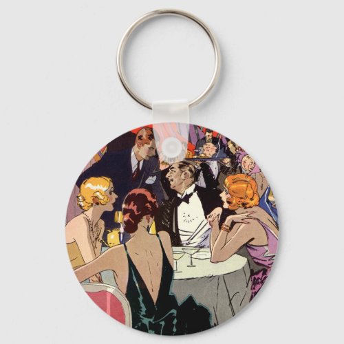 Vintage Art Deco Cocktail Party at Nightclub Keychain