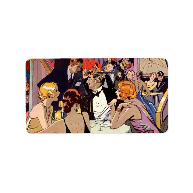 Vintage Art Deco Cocktail Party at Nightclub Label (Front)