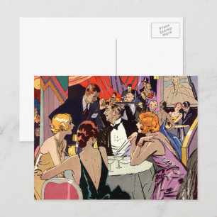 Vintage Art Deco Cocktail Party at Nightclub Postcard