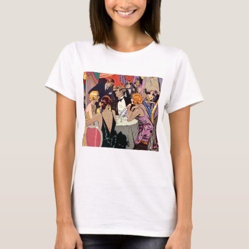 Vintage Art Deco Cocktail Party at Nightclub T_Shirt