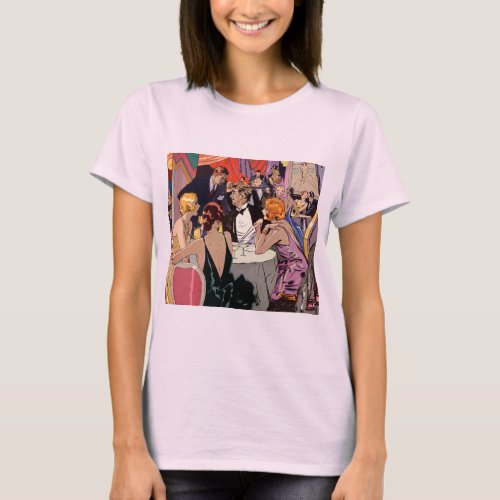 Vintage Art Deco Cocktail Party at Nightclub T_Shirt