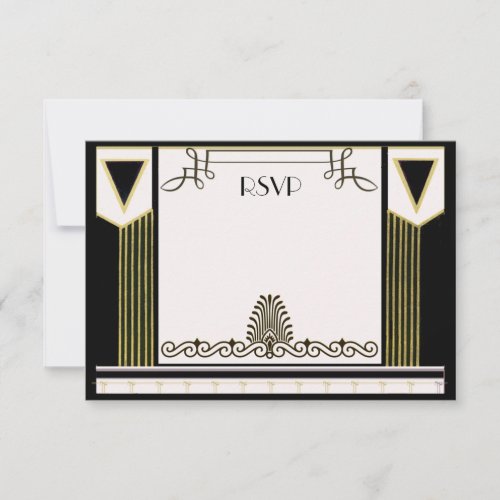 Vintage Art Deco Couple Formal Wedding RSVP Custom