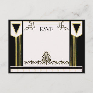 Vintage Art Deco Couple Formal Wedding RSVP Custom Card