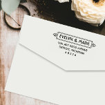 Vintage Art Deco Couple Return Address Self-inking Stamp<br><div class="desc">This elegant self-inking rubber stamp features your couple first names framed by an art deco border,  paired with your address in refined serif typography. Perfect for newlyweds branding wedding invitations,  save the dates,  thank you notes,  and everyday correspondence. A thoughtful keepsake for engaged couples,  gatsby-themed weddings,  and housewarming presents.</div>