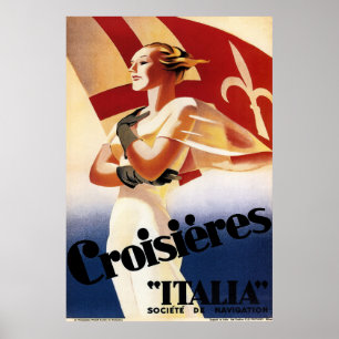 Vintage Art Deco Cruises Advertisement Poster