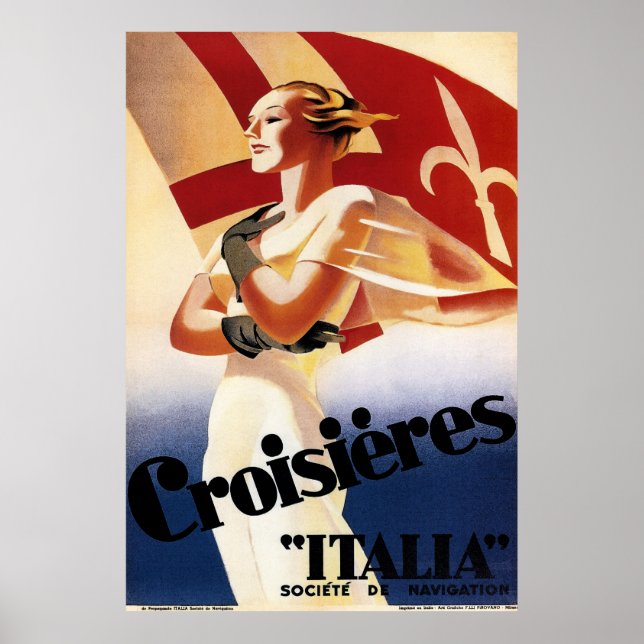 Vintage Art Deco Cruises Advertisement Poster (Front)