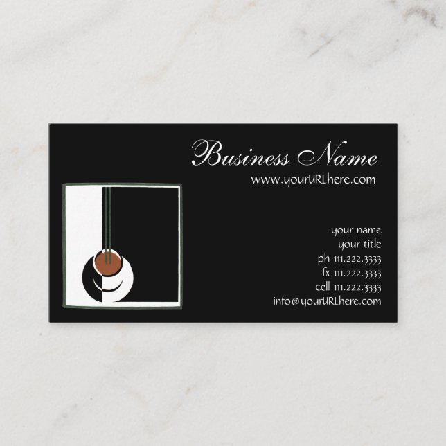 Vintage Art Deco, Cup of Coffee with Steam Business Card (Front)