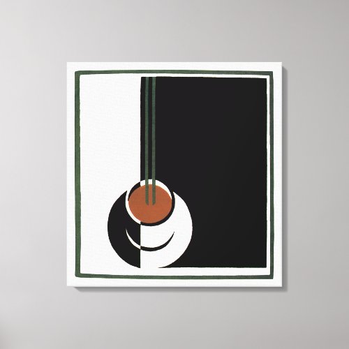 Vintage Art Deco Cup of Coffee with Steam Canvas Print