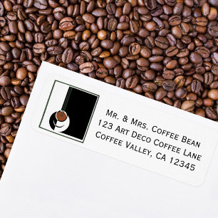 Vintage Art Deco, Cup of Coffee with Steam Label