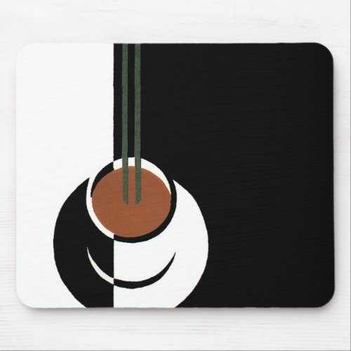 Vintage Art Deco Cup of Coffee with Steam Mouse Pad