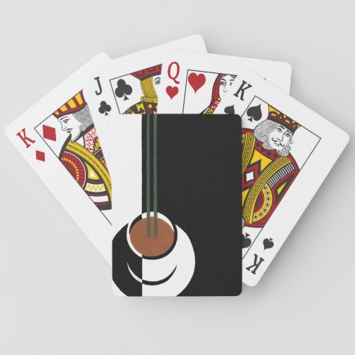 Vintage Art Deco Cup of Coffee with Steam Playing Cards