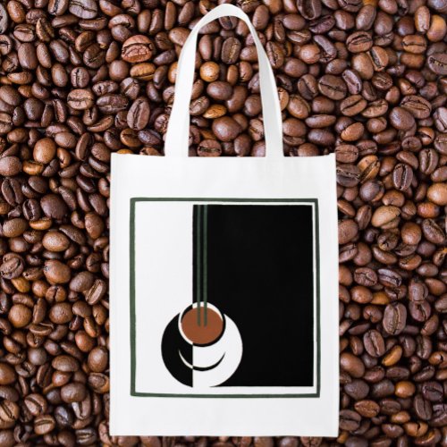 Vintage Art Deco Cup of Coffee with Steam Reusable Grocery Bag