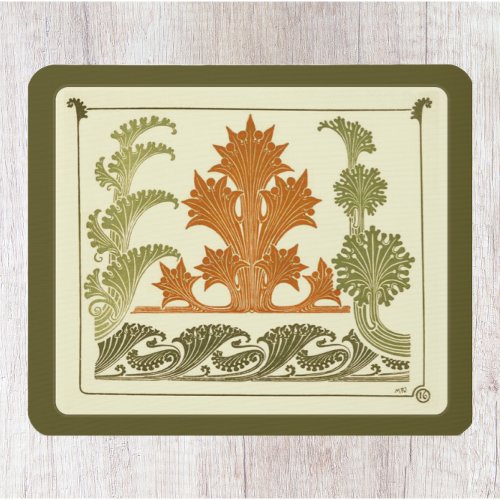 Vintage Art Deco Design Beautiful Leaf Pattern Mouse Pad