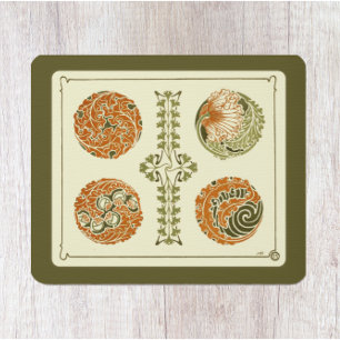 Vintage Art Deco Design Leaf Pattern Mouse Pad