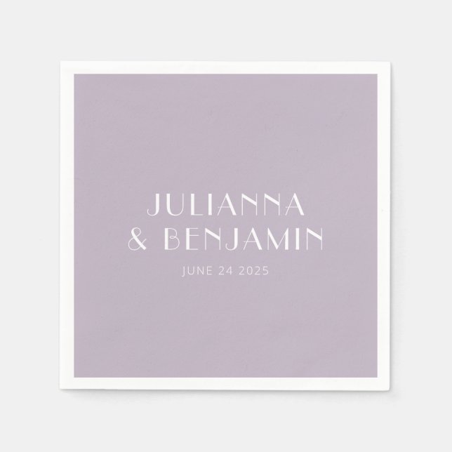 Vintage Art Deco Dusty Lilac Simple Custom Wedding Napkins (Front)