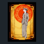 Vintage Art Deco Elegant Lady Poster<br><div class="desc">Vintage Art Deco design - Elegant Lady with decorative background.</div>