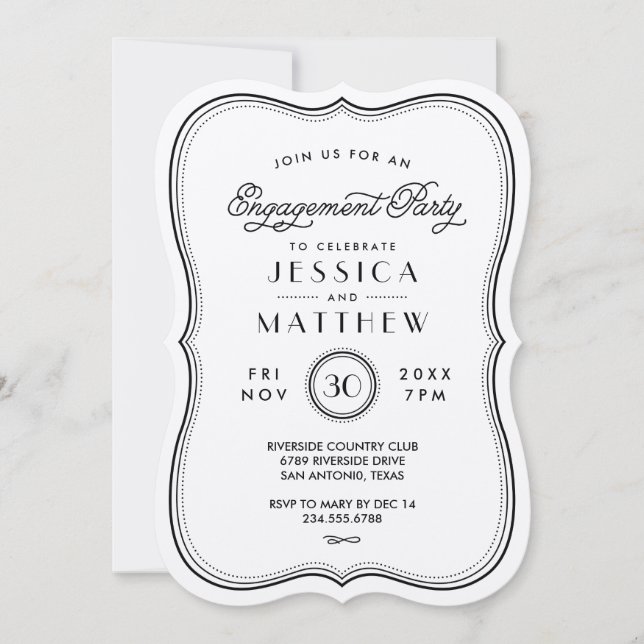 Vintage Art Deco Engagement Party Invitation (Front)