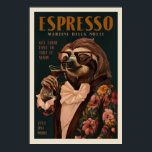 Vintage Art Deco Espresso Martini Drinking Sloth Poster<br><div class="desc">"Espresso Martini Della Notte: Get There Fast To Take It Slow" is a cool vintage art deco poster print of a Sloth drinking an espresso martini. With stylish and elegant Italy travel art vibes, this wall art is perfect for hanging in your kitchen, living room, man cave or home bar...</div>