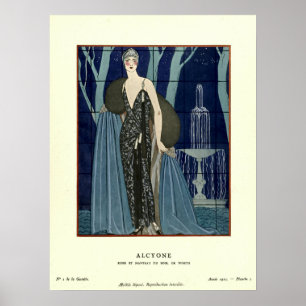 Vintage Art Deco Evening Dress & Coat Fashion Art Poster