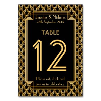 Vintage Art Deco Fans Pattern Wedding Table Number by Truly_Uniquely at Zazzle