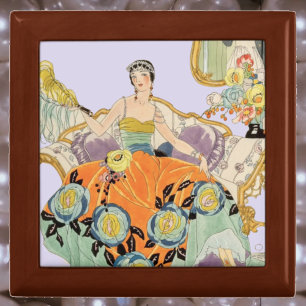 Vintage Art Deco Fashion Illustration Elegant Gift Box
