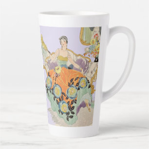 Vintage Art Deco Fashion Illustration Elegant Latte Mug