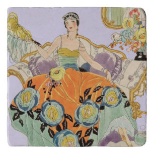 Vintage Art Deco Fashion Illustration Elegant Trivet