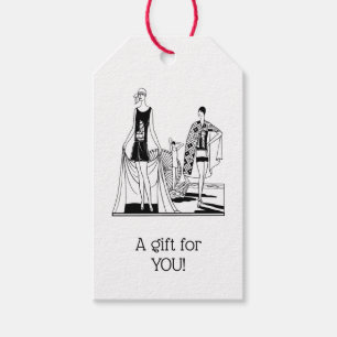 Vintage Art Deco Fashionable Ladies at the Beach Gift Tags