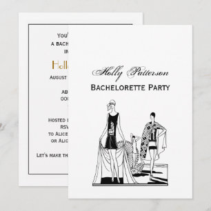 Vintage Art Deco Fashionable Ladies at the Beach Invitation