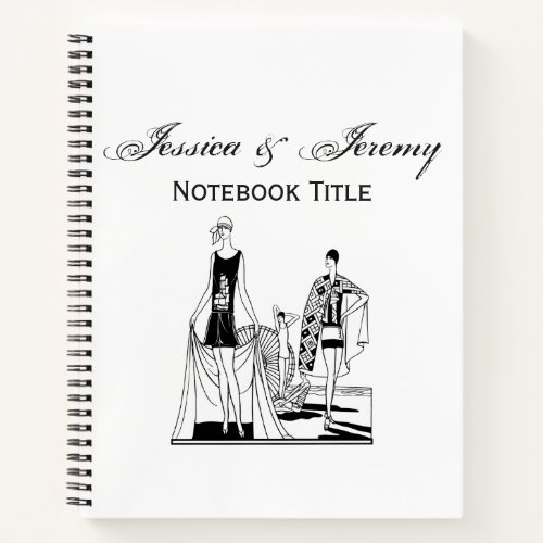 Vintage Art Deco Fashionable Ladies at the Beach Notebook