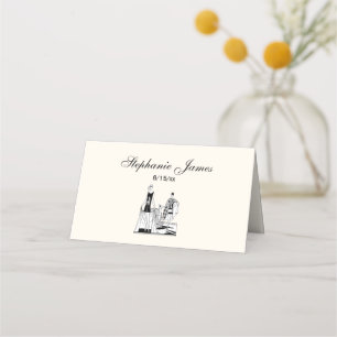 Vintage Art Deco Fashionable Ladies at the Beach Place Card