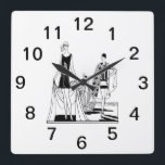 Vintage Art Deco Fashionable Ladies at the Beach Square Wall Clock<br><div class="desc">Vintage Art Deco Fashionable Ladies at the Beach Customizable invitations and accessories with a stylized vintage art deco image of a fashionable 1920s - 1930s women in bathing suits at the beach. Please note that this is a graphic design and contains no actual fabrics, metals, etching or embossing. 2017 ©ItsMyPartyDesigns...</div>