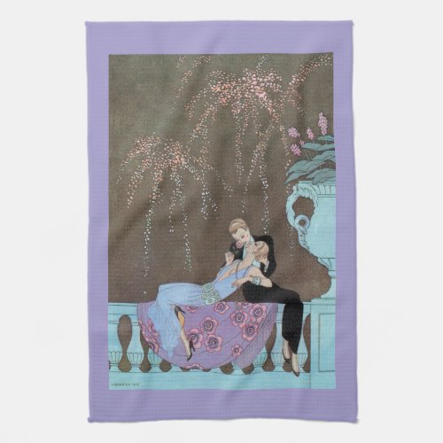 Vintage Art Deco Fireworks Le Feu George Barbier Kitchen Towel