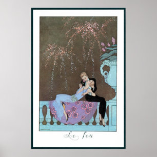 Vintage Art Deco Fireworks Le Feu, George Barbier Poster