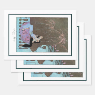 Vintage Art Deco Fireworks Le Feu, George Barbier Wrapping Paper Sheets