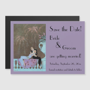 Vintage Art Deco Fireworks Wedding Save the Date Magnetic Invitation