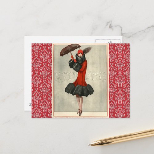 Vintage Art Deco Flapper French Fashion Postcard