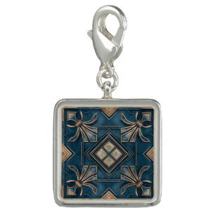 Vintage Art Deco Fleur-de-lis - Blue and gold Charm